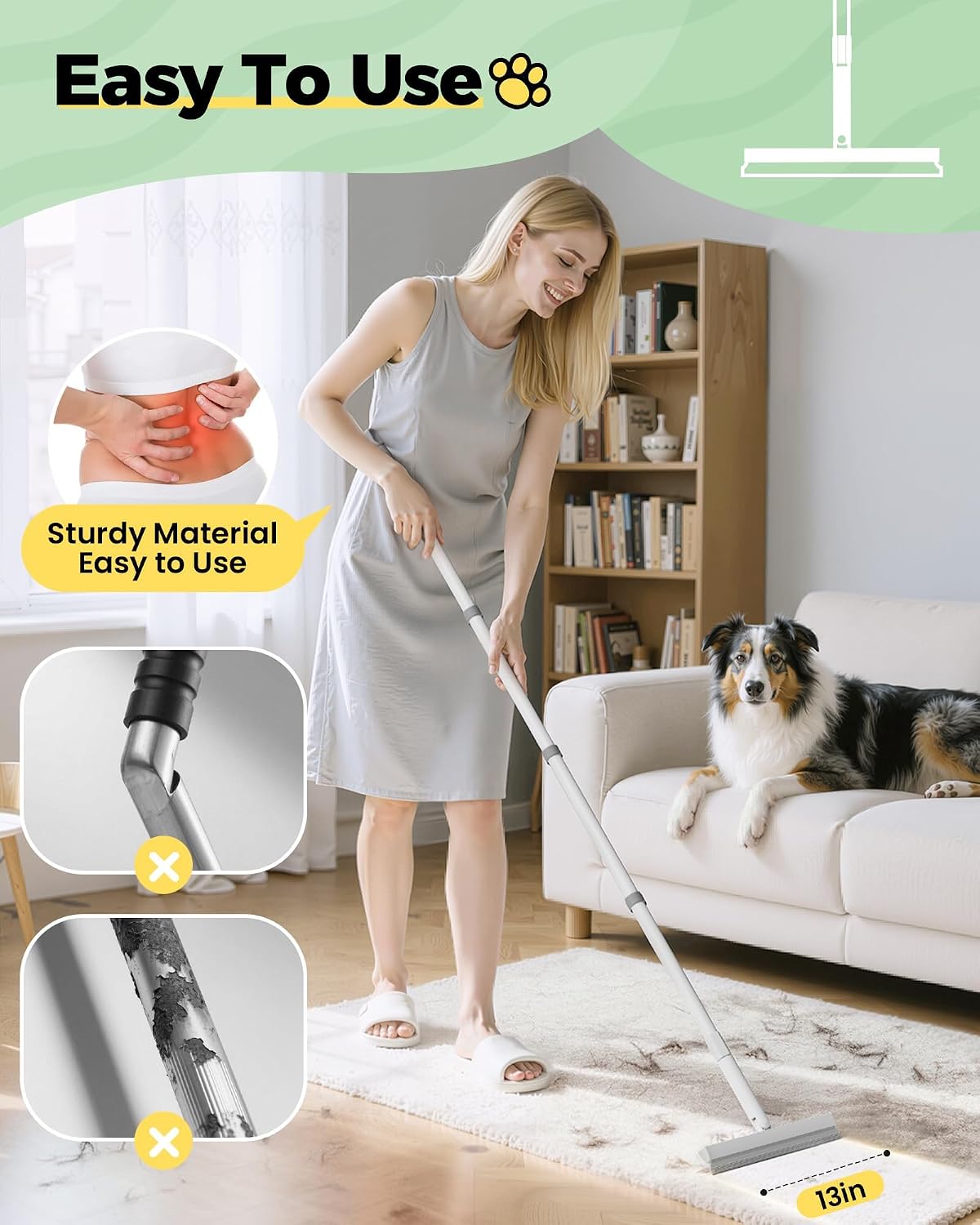 Thumbnail 4 de 4 in 1 Carpet Rake Kit 60" pet hair remover