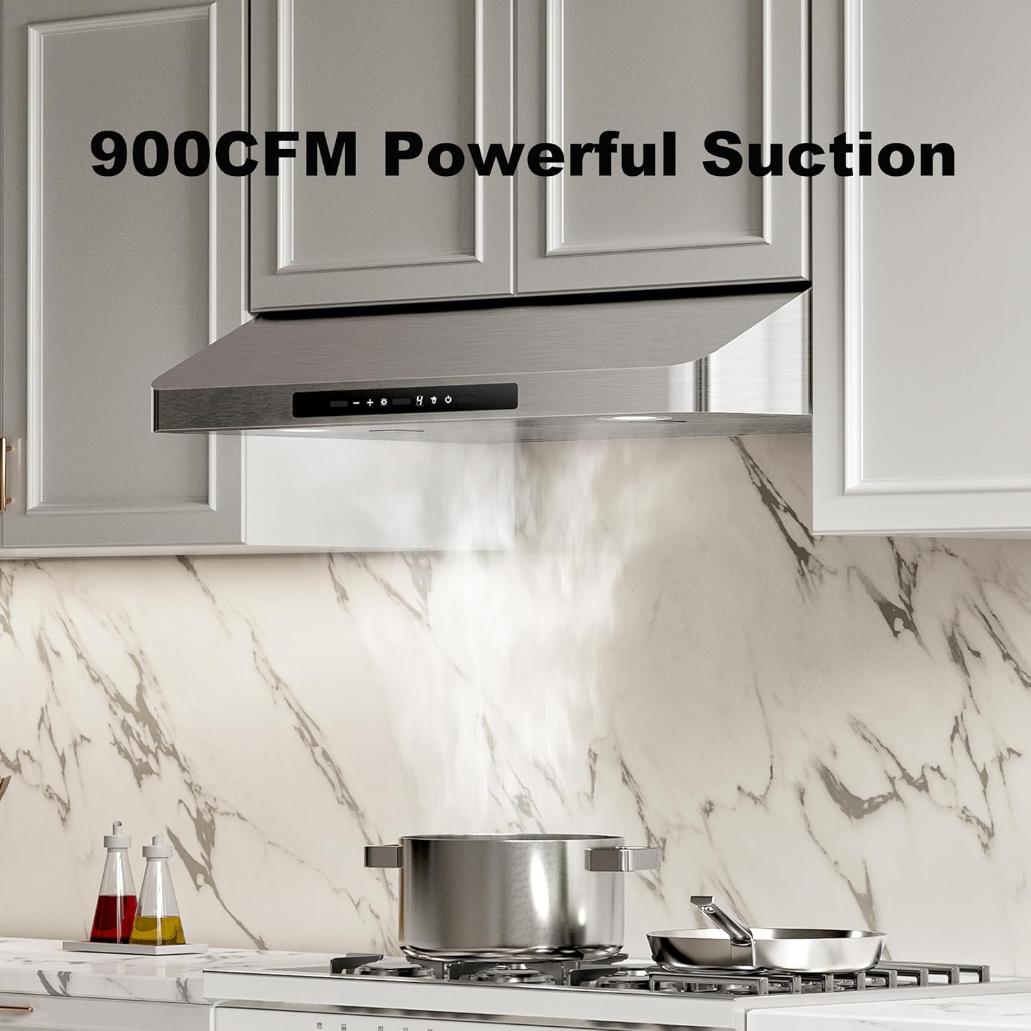 Detalle 2 de EVERKITCH 30-Inch Under-Cabinet Range Hood, 900 CFM, Dual Motors
