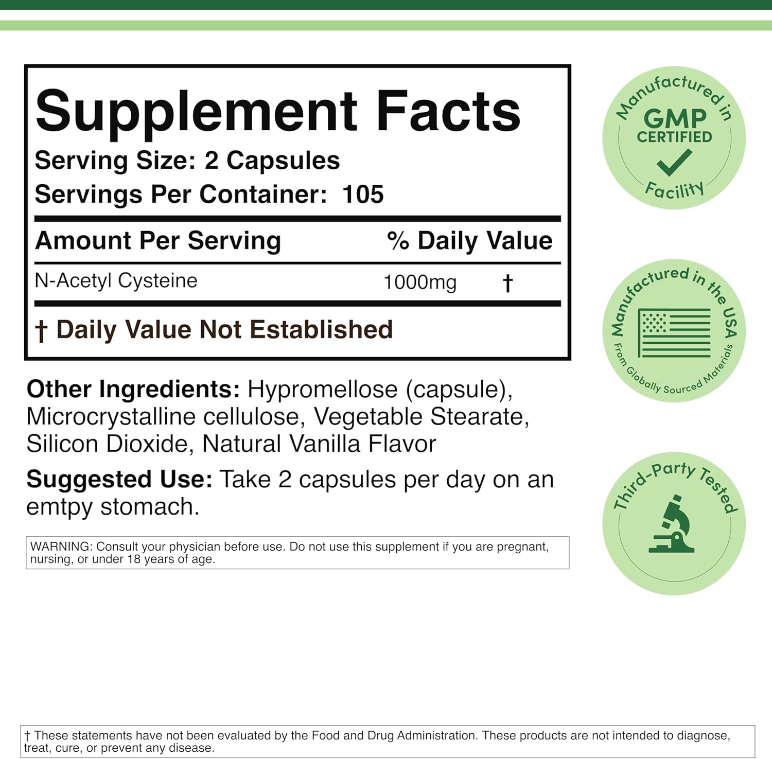 Detalle 2 de Double Wood NAC Supplement, 210 Capsules
