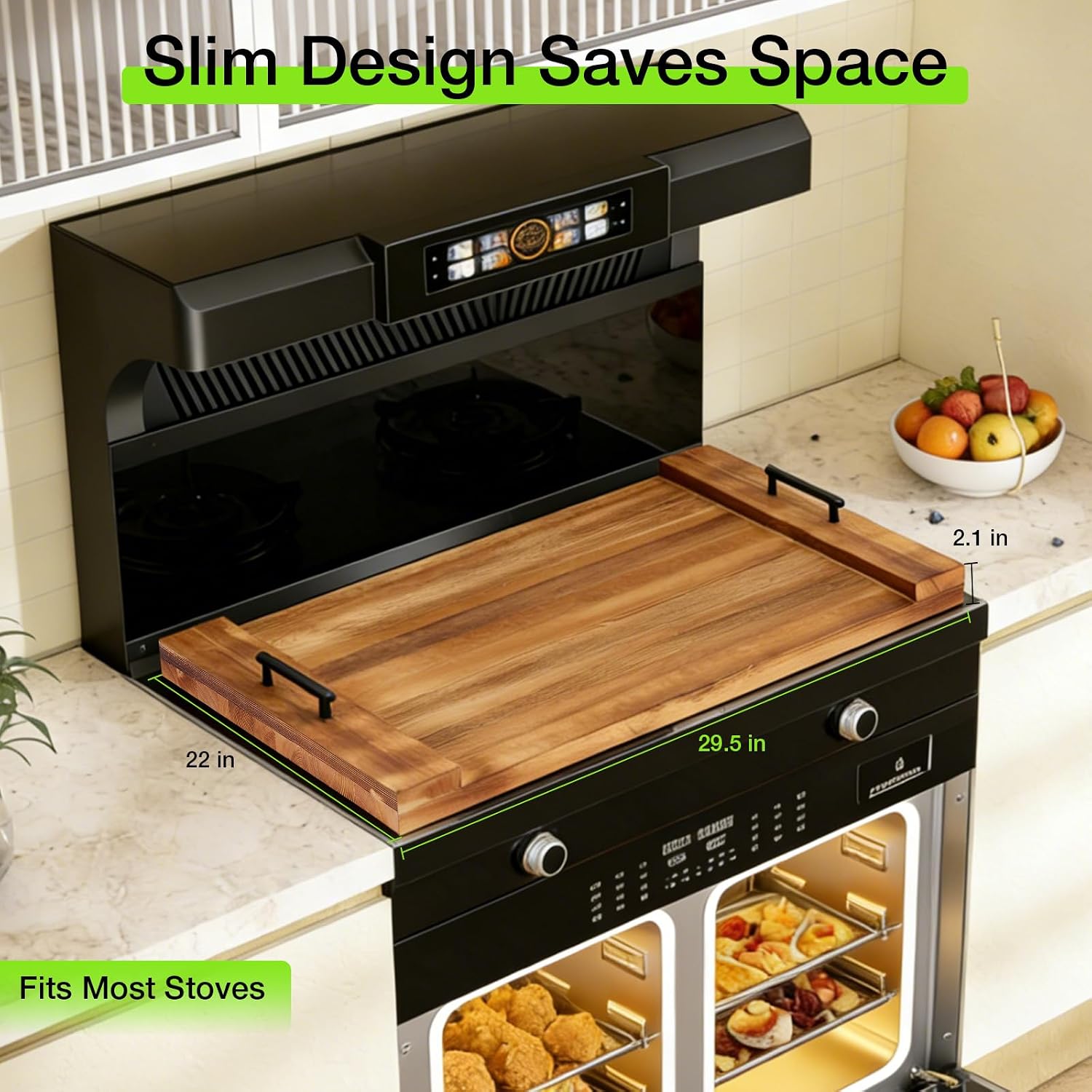 Detalle de FAHKNS 147745 Noodle Board Stove Cover, Pine Wood, 29.5 x 22 Inches