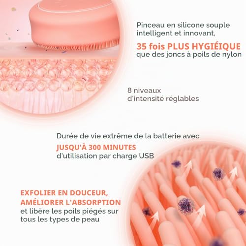 Detalle de FOREO LUNA 4 body Peach Perfect : brosse exfoliante corps en silicone, pratique et étanche