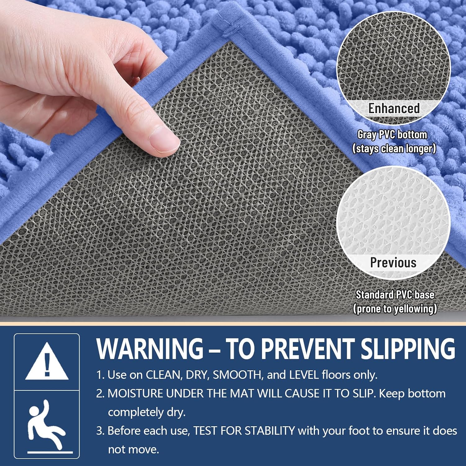 Thumbnail 4 de Arotive Luxury Chenille Bath Rug 30x20 in Cornflower Blue