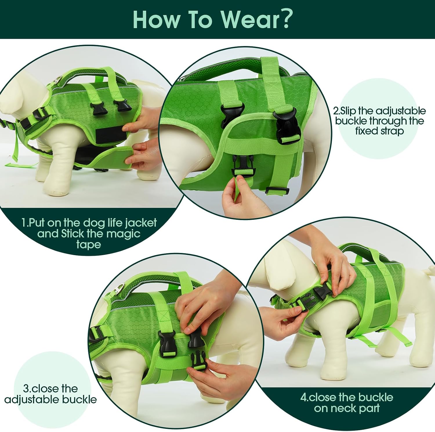 Thumbnail 6 de Kuoser Dog Life Jacket High Flotation with Reflective Safety Vest for Swimming and Boating