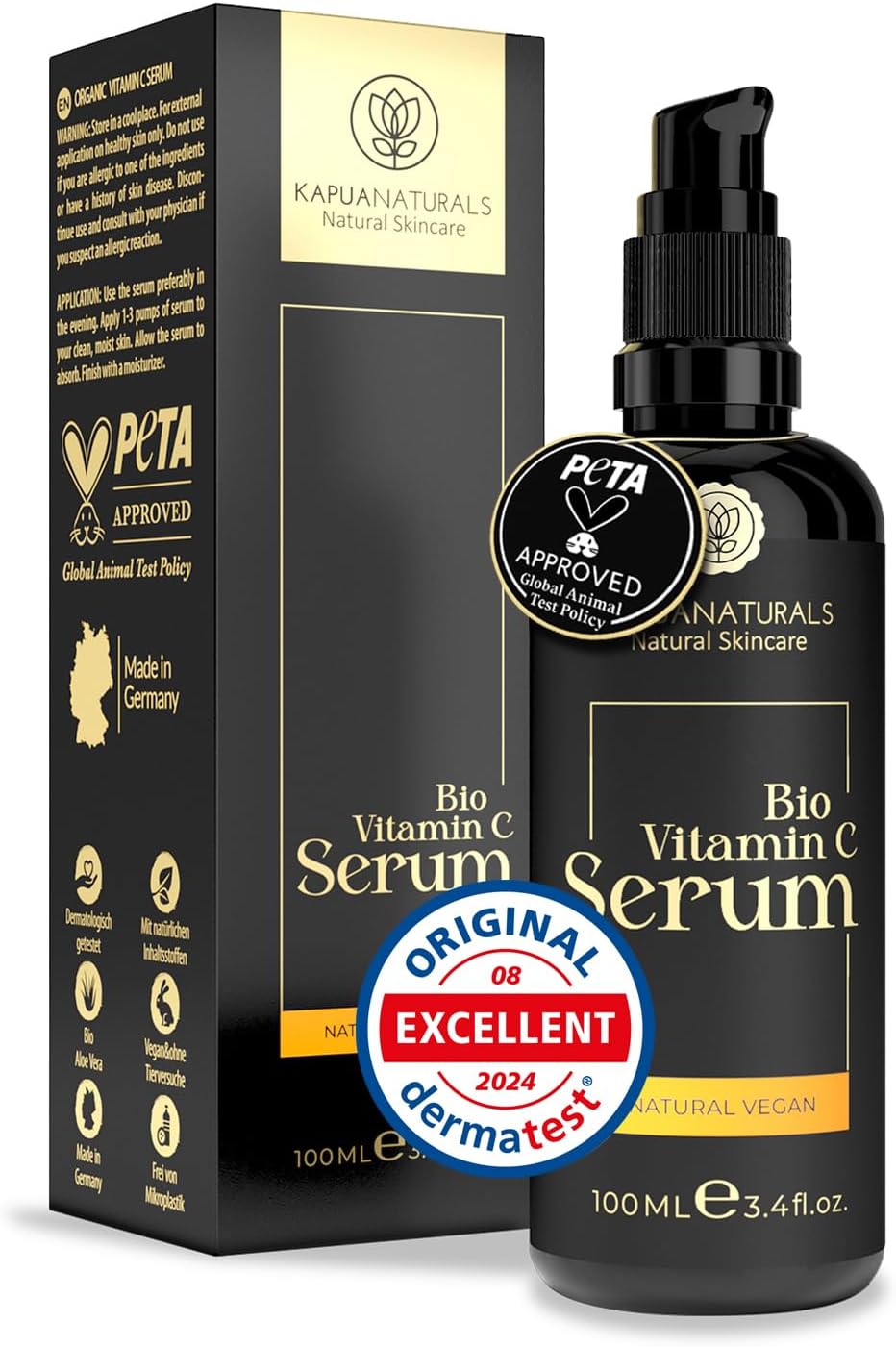 Detalle de BIO Serum Vitamine C – Sérum visage 100 ml avec Acide Hyaluronique, Panthénol et Vitamine E