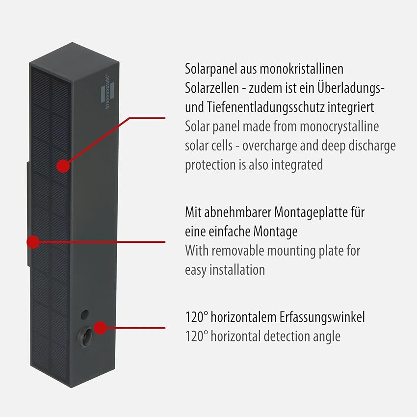 Detalle de Brennenstuhl Foco Solar LED SOL 1000 Cubus 🌞 Sensor Movimiento, IP54