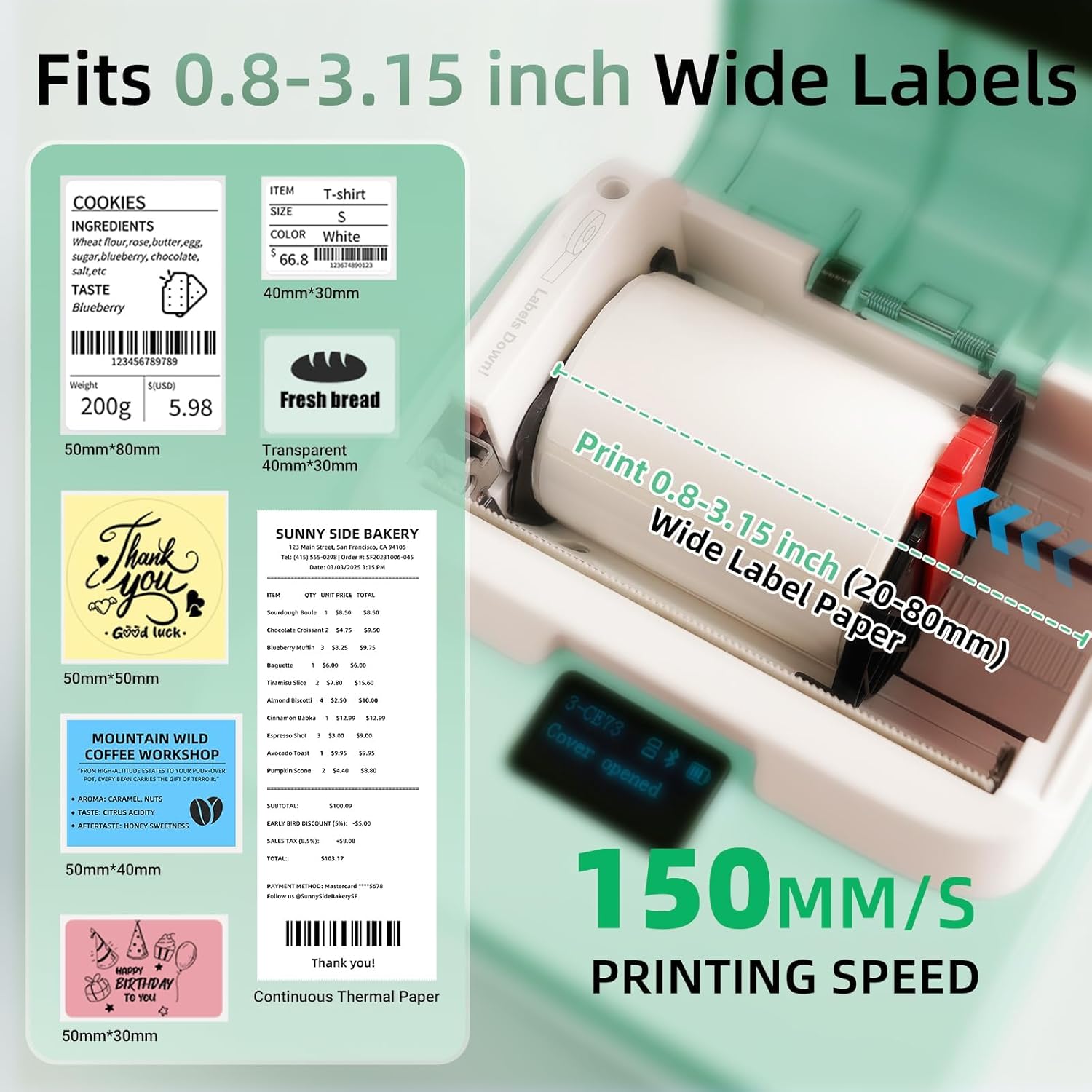 Thumbnail 1 de ORGSTA T003 Thermal Bluetooth & USB Label Maker (20mm–75mm) for portable shipping labels