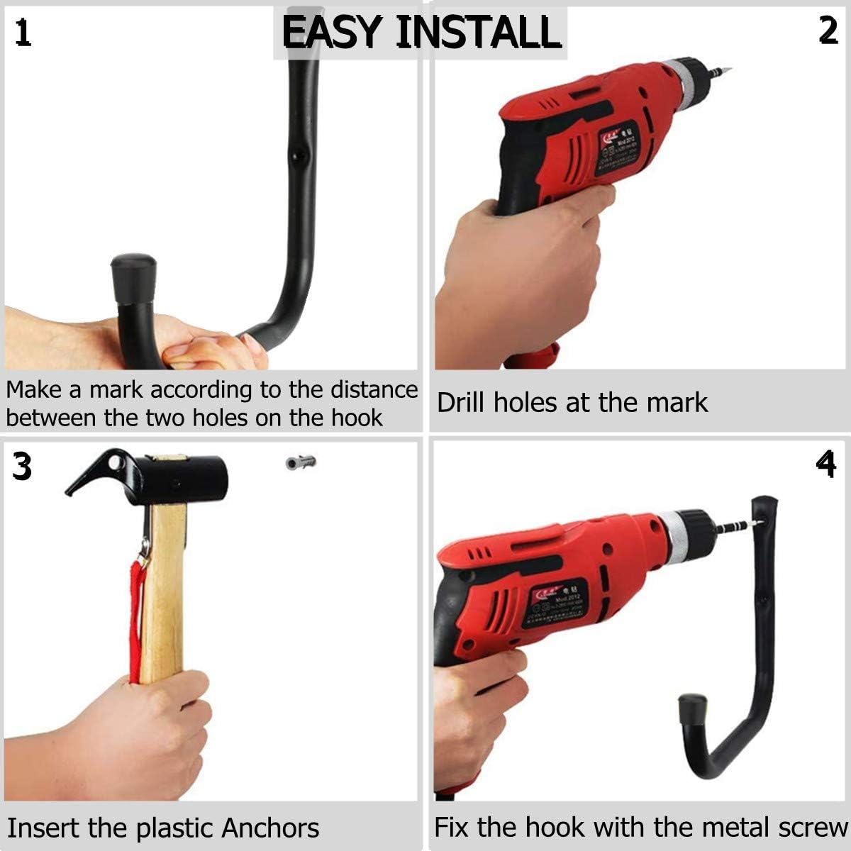 Thumbnail 6 de Pipabiba Garage Storage Heavy Duty J Hooks (6 Pack)