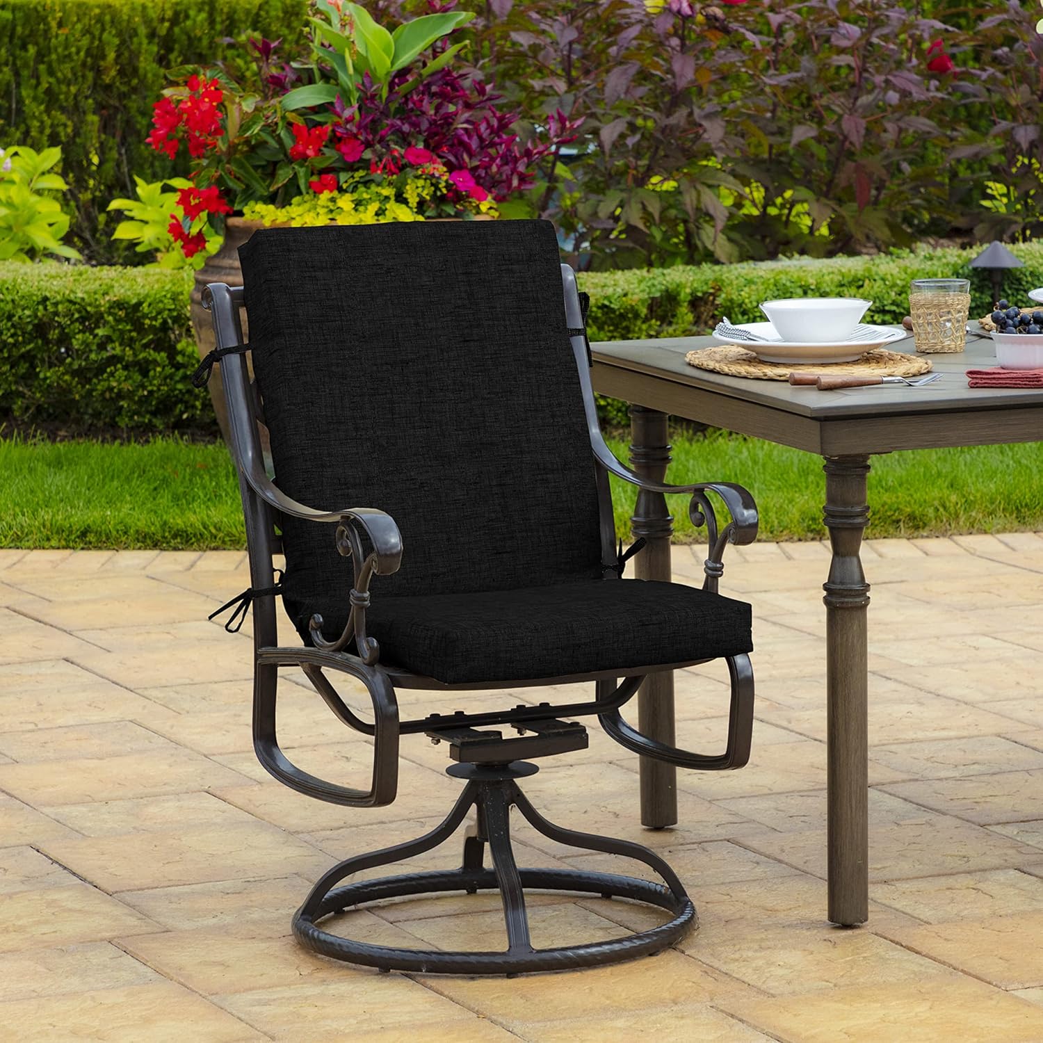 Thumbnail 1 de Arden 2-Pack Outdoor Patio Dining Chair Cushion (20x44) - Rain-Proof, Fade-Resistant, Black Leala
