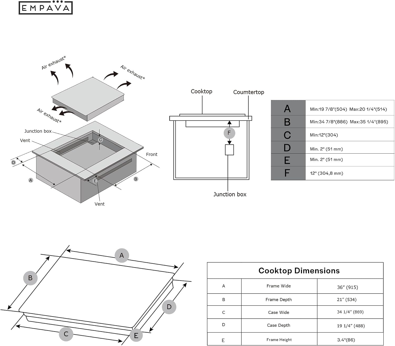 Detalle 2 de Empava EMPV-36EC83H 36-Inch Induction Cooktop, 5 Burners, Bridge-SYNC