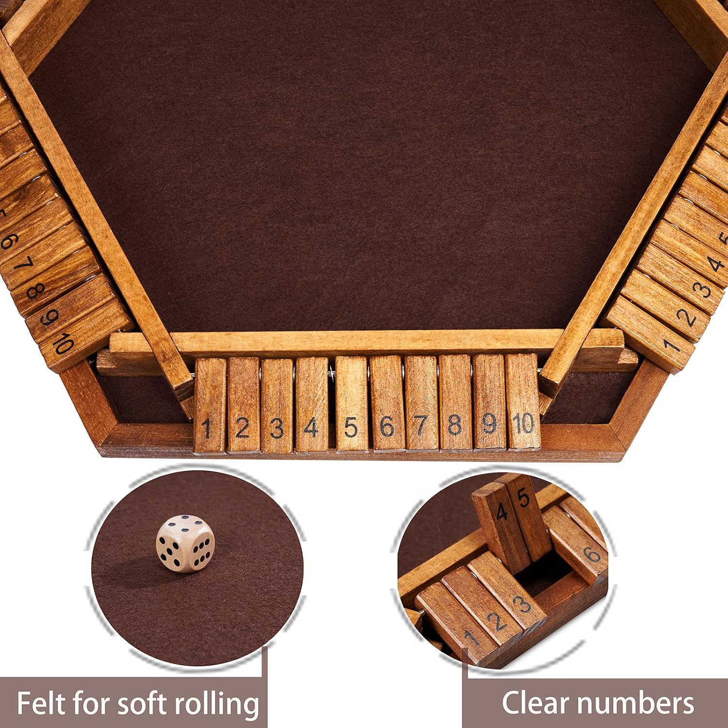 Detalle 2 de VAMSLOVE Shut the Box wooden dice game