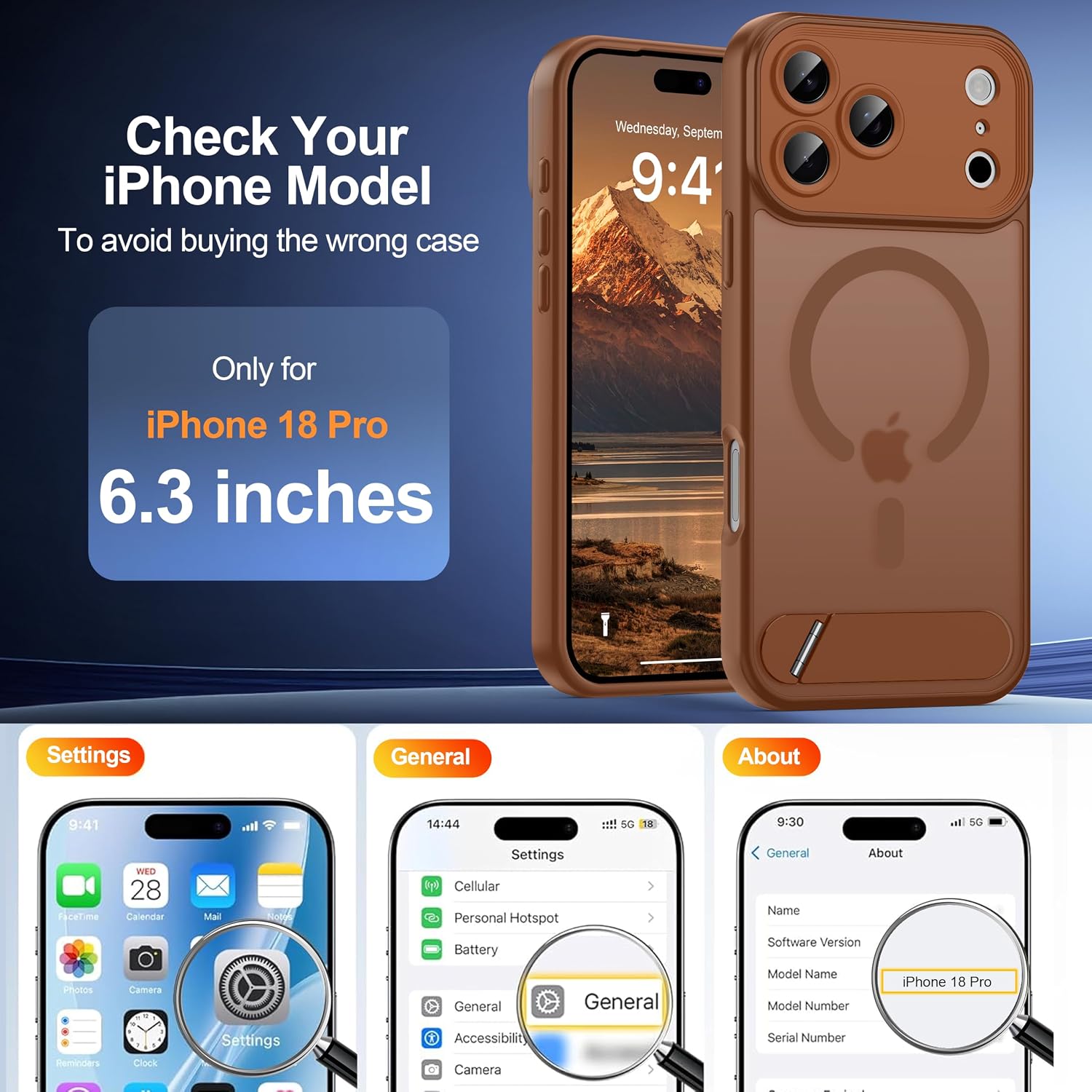Detalle 2 de AMILIFECASES iPhone 18 Pro Case with MagSafe, Kickstand and Camera Protection
