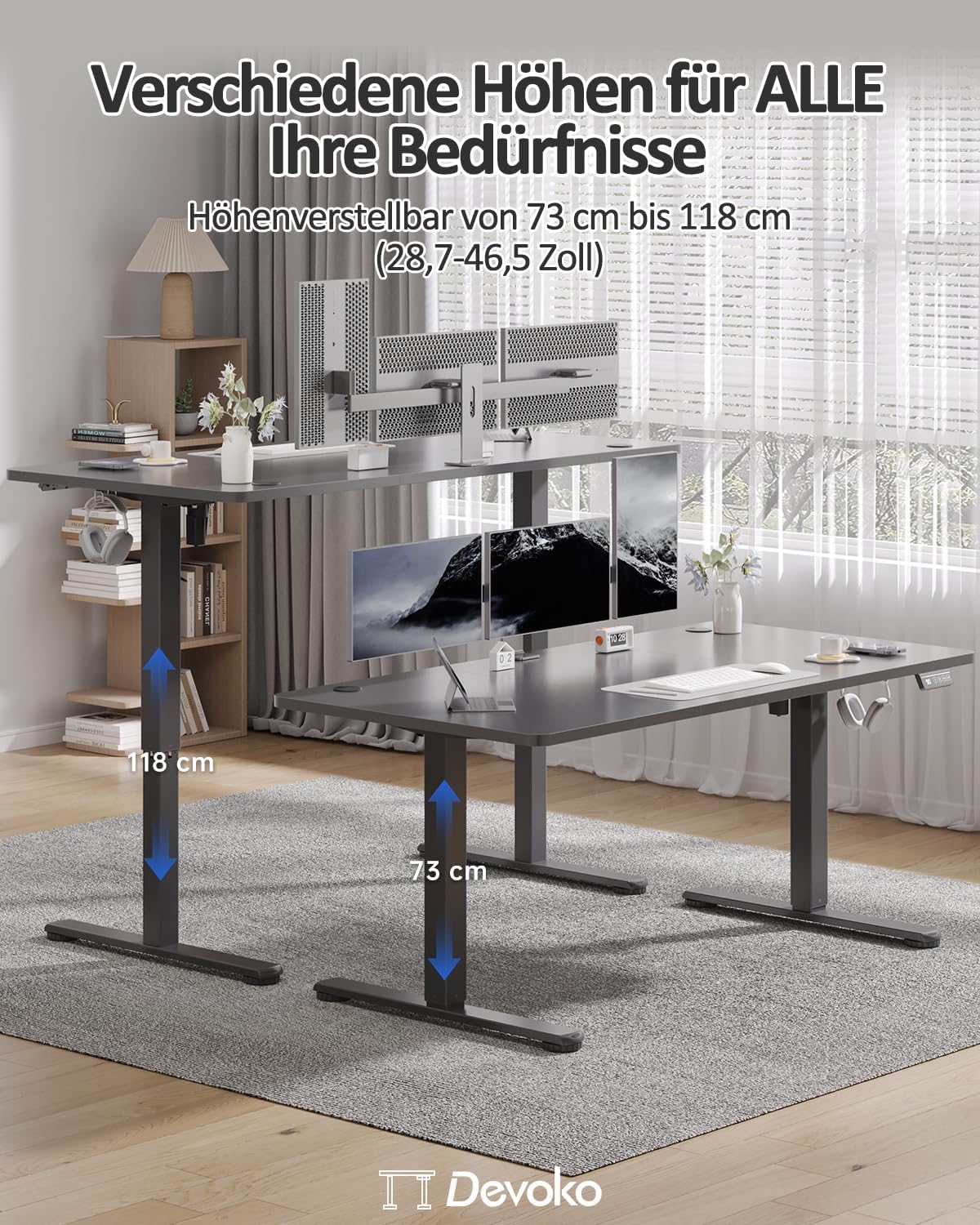 Thumbnail 2 de Devoko Elektrisch Höhenverstellbarer Schreibtisch 160 x 60cm 🖥