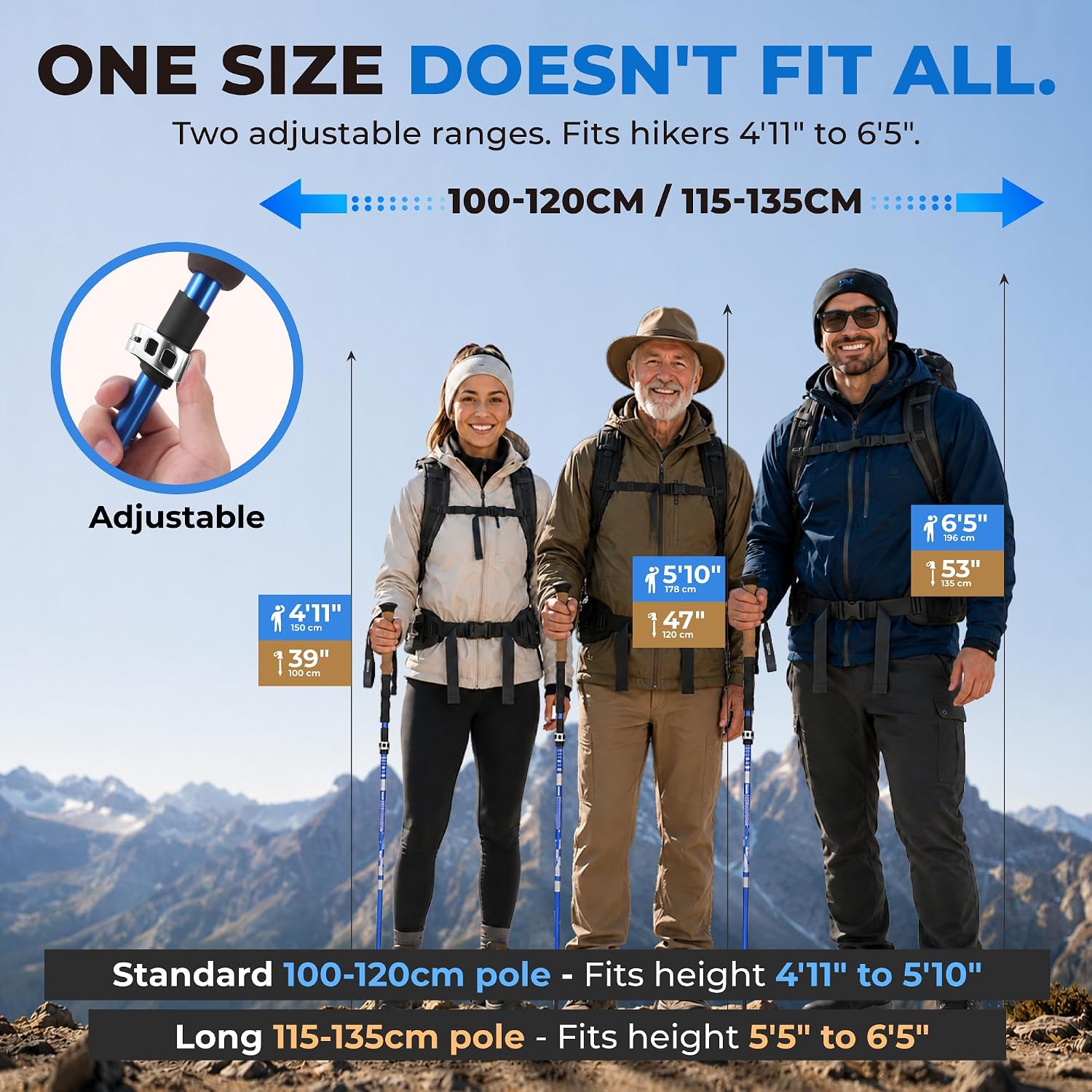 Thumbnail 5 de TREKOLOGY Trek-Z Folding Trekking Poles, Adjustable Aluminum, Cork Blue