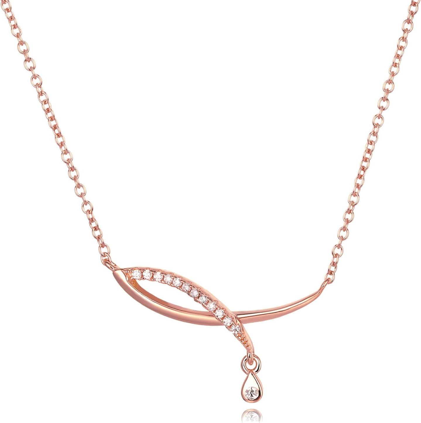 Detalle de Nobel Damen-Kette 925 Sterling Silber Rosegold Zirkonia – Feines Halskettchen mit AAA-Akkuratem Ihrem Look