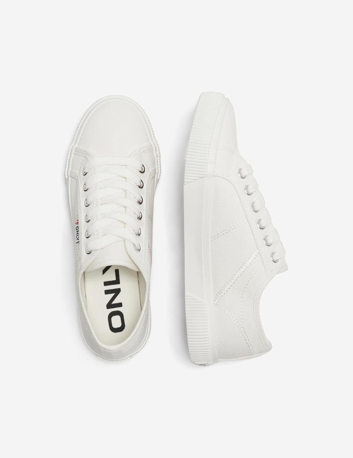 Detalle de ONLY Damen Onlnicola Canvas Sneaker Noos – Damen-Sneaker aus Canvas mit mandelförmiger Zehenform