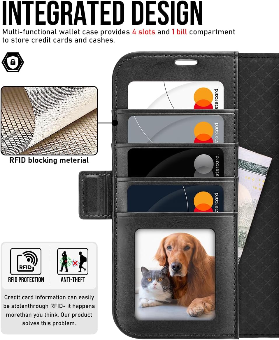 Thumbnail 2 de OCASE Hülle für iPhone Air 5G – Lederhülle mit Kartenfach, RFID-Schutz, Standfunktion und Magnete (Retro Graphit)