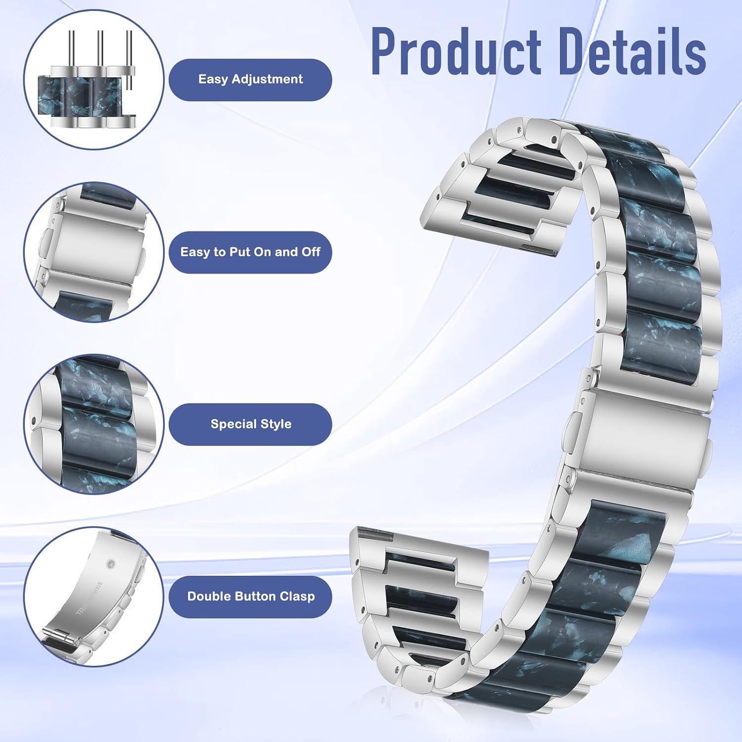 Thumbnail 1 de CeiBand metal resin watch strap (quick release) for 18mm, 20mm and 22mm watches