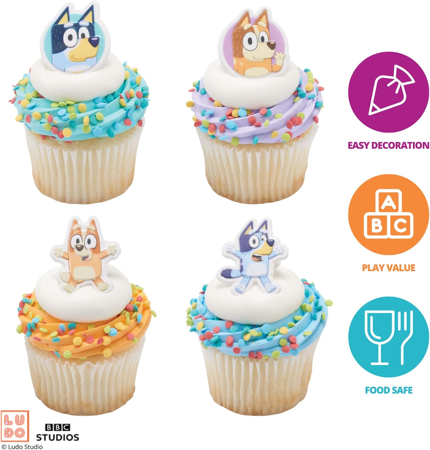 Detalle 1 de DecoPac Bluey So Much Fun Cupcake Rings 24-Pack