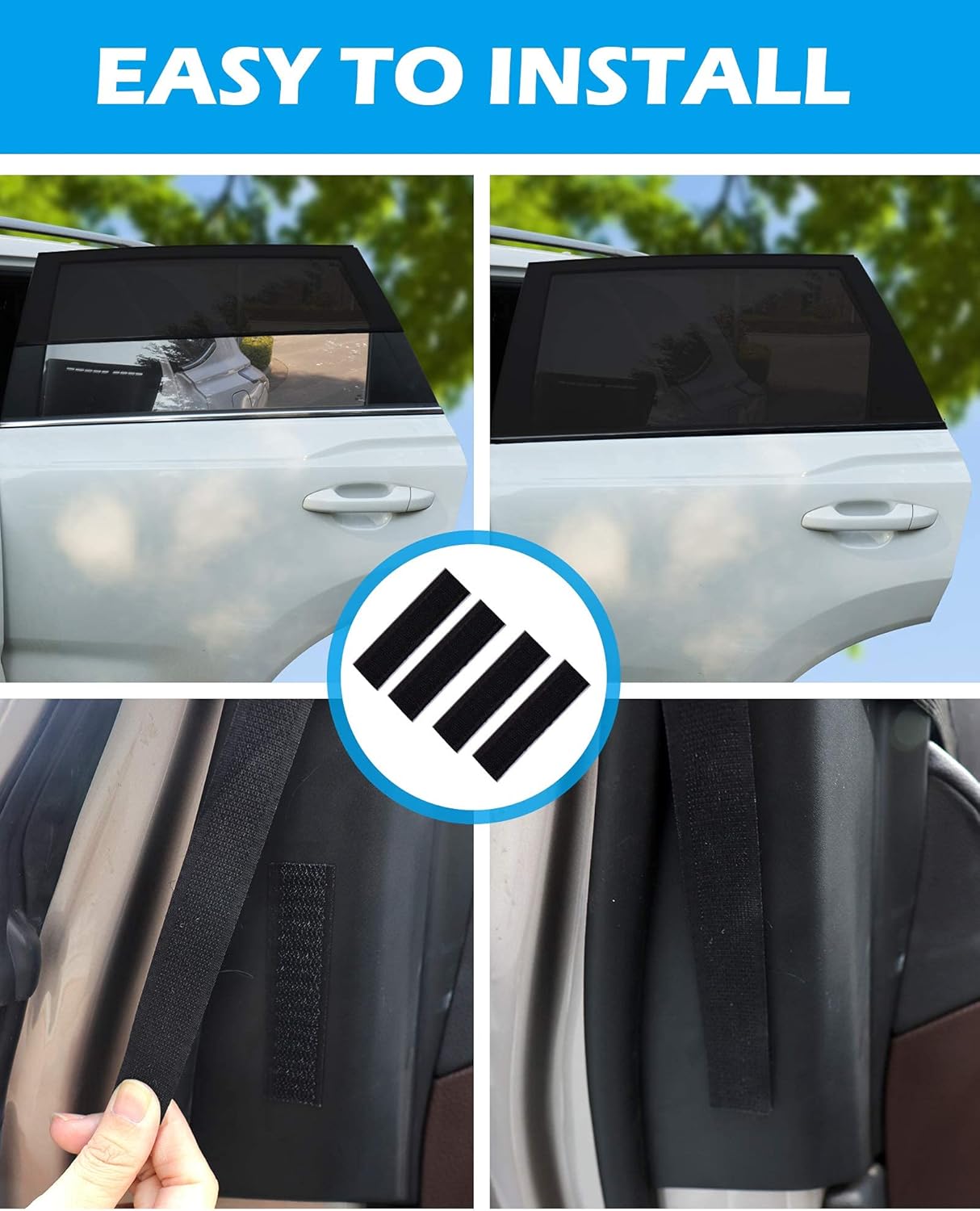 Detalle de Tevlaphee Tendine Parasole Auto Bambini – Protezione UV e Ventilazione per Finestrini Laterali (Taglia L)