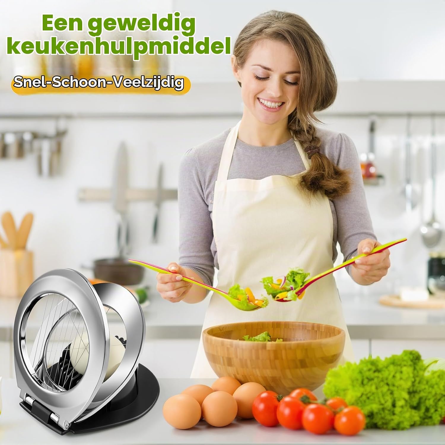 Thumbnail 6 de Sinnsally JDQ818 eiersnijder met RVS-snijdraad, 2-in-1 en vaatwasserbestendig