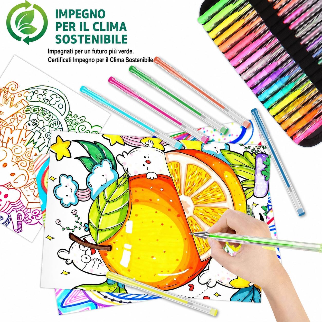 Thumbnail 2 de Melifluo Confezione da 120 Penne Colorate con Custodia: 60 penne gel e 60 ricariche, glitter e colori vivaci per adulti e progetti creativi