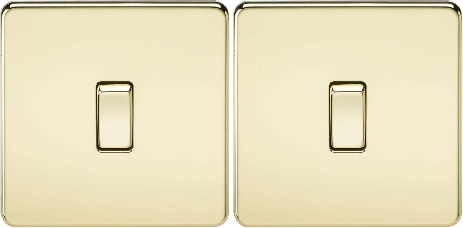 Thumbnail 4 de Knightsbridge SF2000PB Screwless 10 A 1 Gang 2 Way Switch, Polished Brass