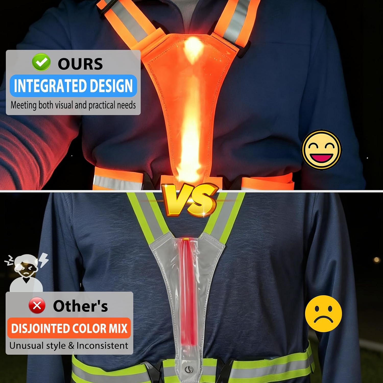 Detalle 2 de Simket LED Reflective Running Vest, USB-Rechargeable and Water-Resistant