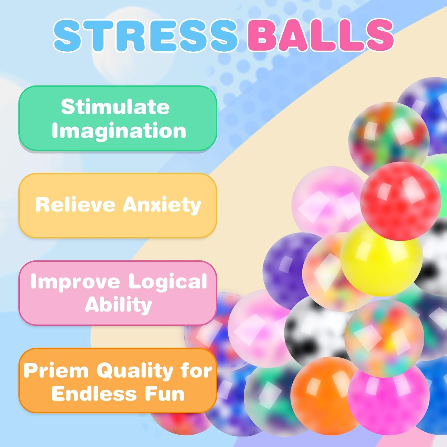 Thumbnail 2 de 54Pack Stress Balls: Bulk Fidget Squishies for Adults
