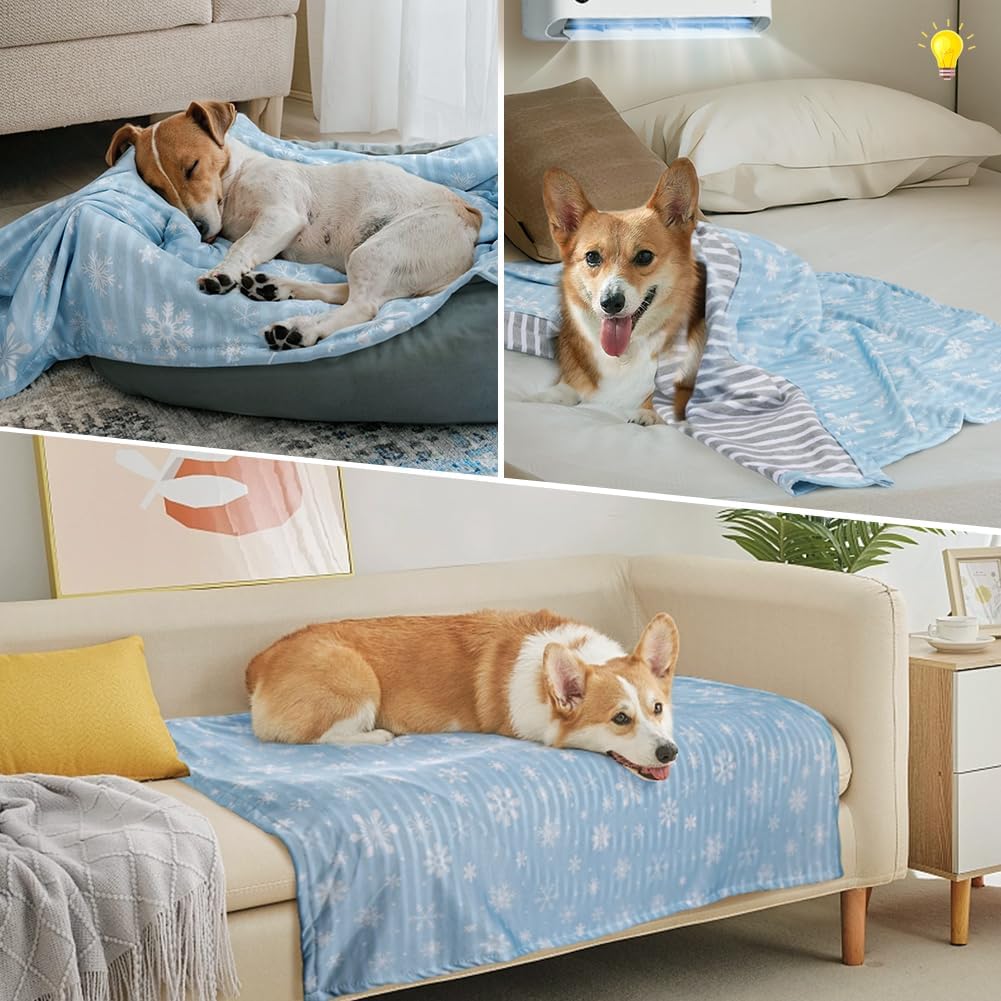 Thumbnail 4 de Deamoser reversible cooling pet blanket (ice-silk & natural cotton) 71x53cm for dogs and cats
