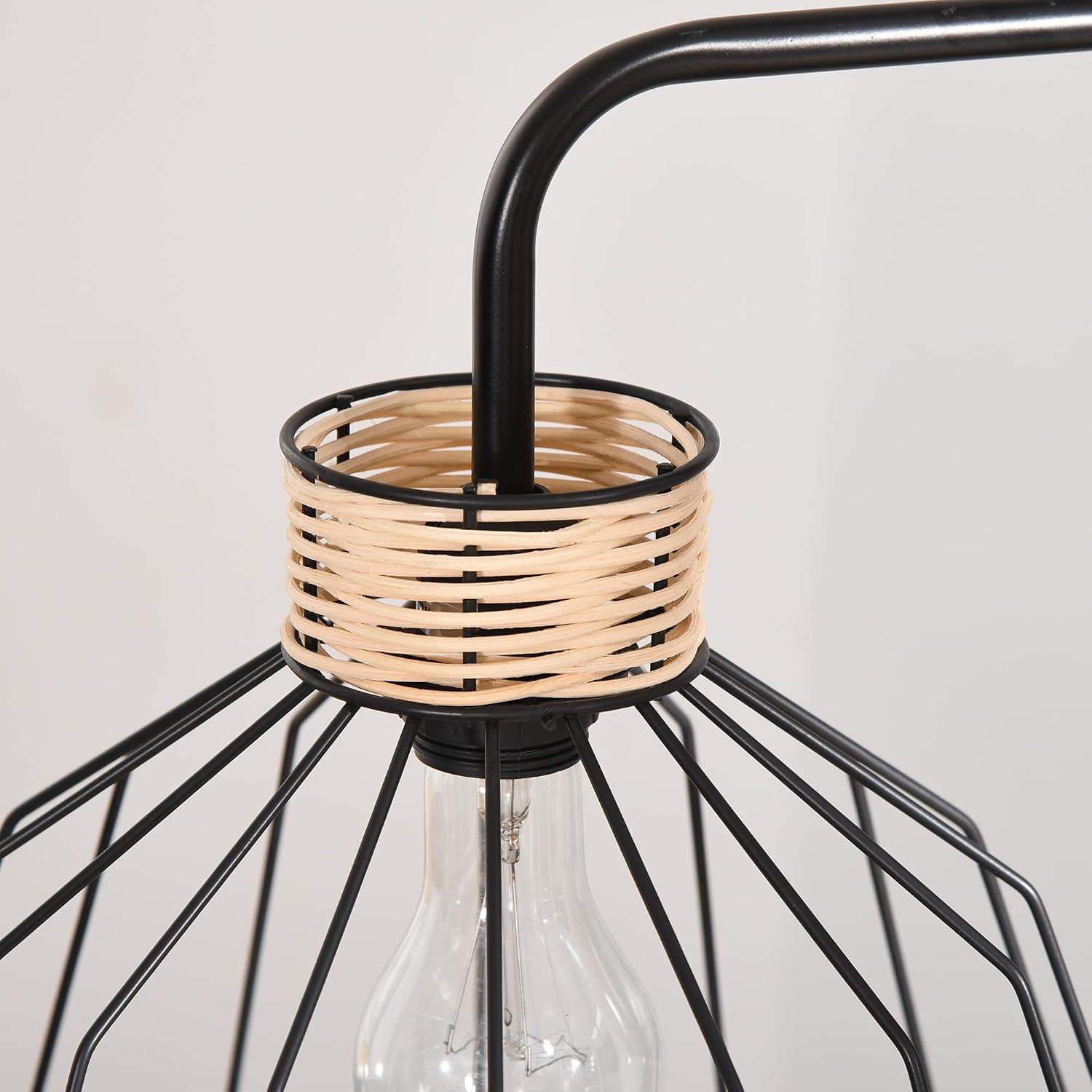 Thumbnail 6 de HOMCOM Lampadaire à pied design élégant en métal et rotin noir – 44 x 34 x 154 cm, base E27