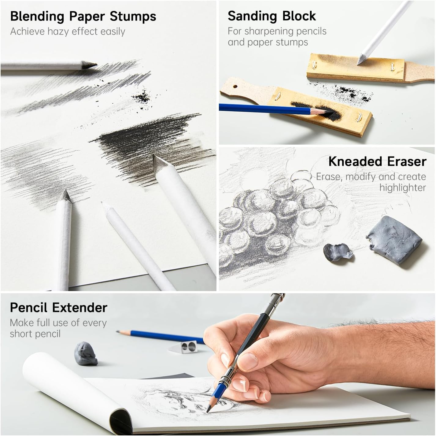 Thumbnail 3 de 116 Pack Sketching and Drawing Pencils Set by Shuttle Art (SA SS116) with 4 Pads