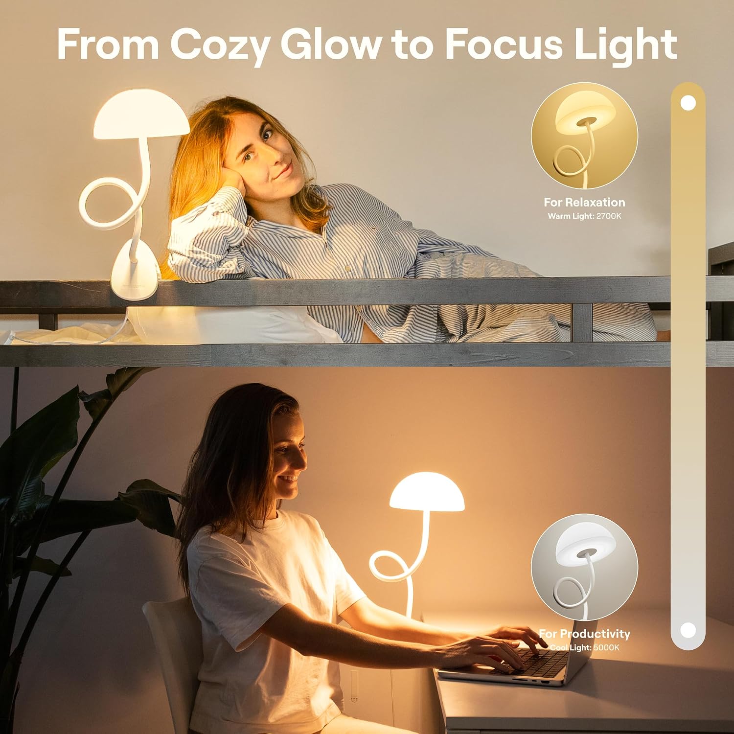 Detalle 1 de Smallish Shroommate SHM-2.0-White Clip-On Lamp with Adjustable Multicolor LEDs