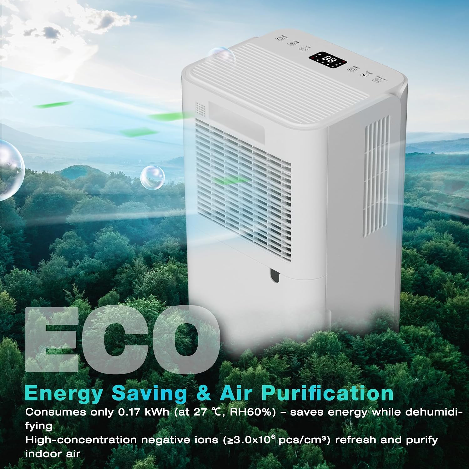 Thumbnail 4 de HAUSHOF 12L/Day dehumidifier with air purification, digital humidity display and 24h timer