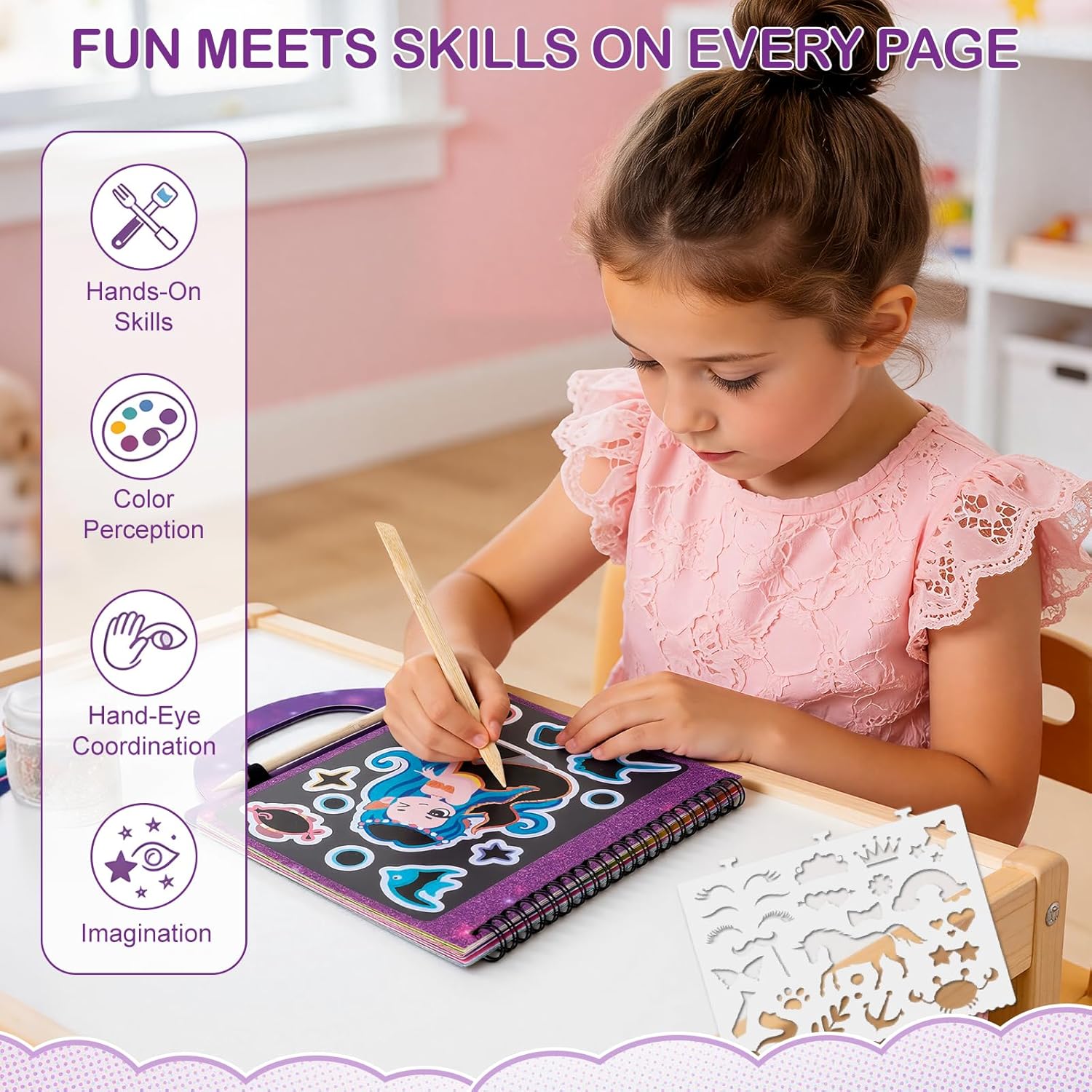 Thumbnail 2 de DICAO Scratch Art Gift Set for Girls Aged 5–10