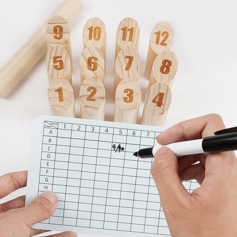 Thumbnail 5 de OSDUE Holz Zahlen Kubb-Spiel (Wikinger-Schach / Wurfspiel) für Outdoor-Partyspiele