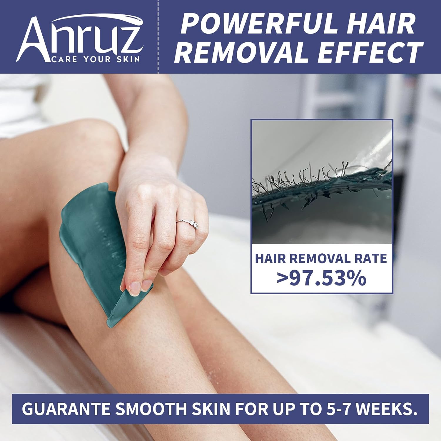 Thumbnail 2 de ANRUZ Waxing Kit (500 ml) with Silicone Bowl, 4 Bags Hard Wax Beads and 30 Wax Sticks
