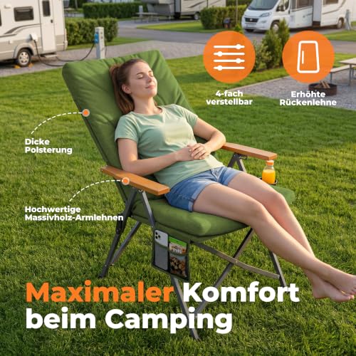 Thumbnail 2 de Homecall Campingstuhl Faltbar 150kg Belastbar Hochlehner Luxus Klappstuhl
