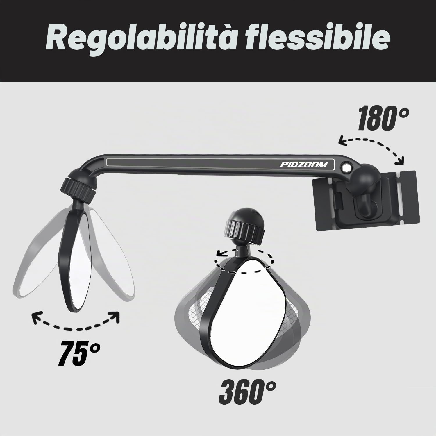 Detalle de PidZoom Specchietto retrovisore per casco bici: regolabile a 540° e facilmente ripiegabile