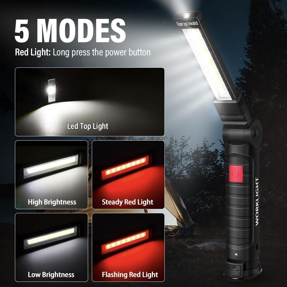 Thumbnail 2 de FIBRAVE LED Work Light Rechargeable — 4‑Pack Magnetic USB Torch with 360° Rotation