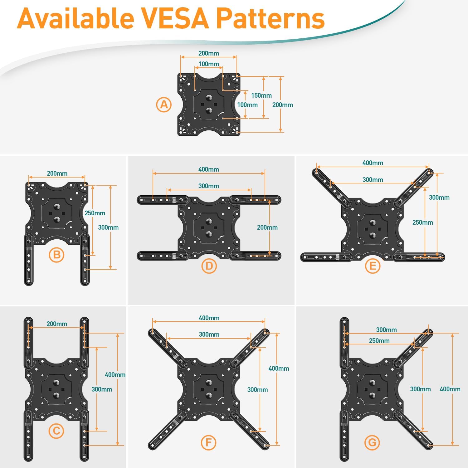 Thumbnail 6 de ELIVED Supporto da soffitto per TV 24–65” fino a 45 kg con VESA 400×400, piatto e curvo