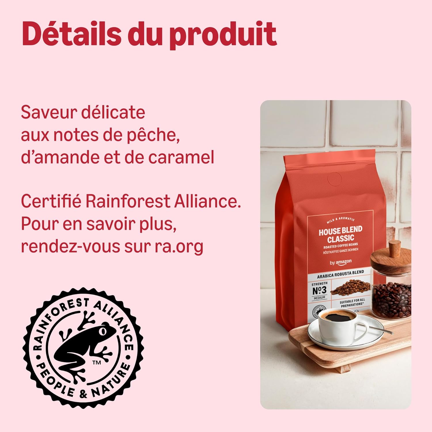 Detalle de By Amazon Houseblend Classic Mélange Arabica Robusta - Café en grains 1 kg