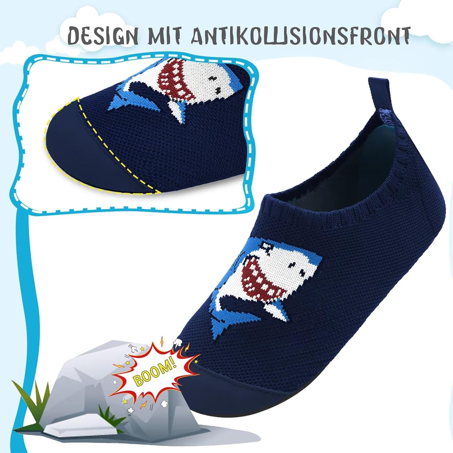 Detalle de Kyopp Hausschuhe für Kinder – atmungsaktive, rutschfeste Barfußschuhe zum Laufenlernen