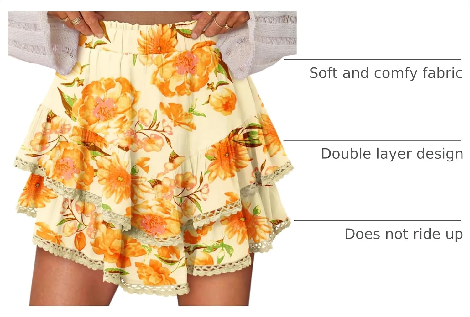 Detalle 2 de onlypuff Women's Ruffle Skort, Elastic Waist