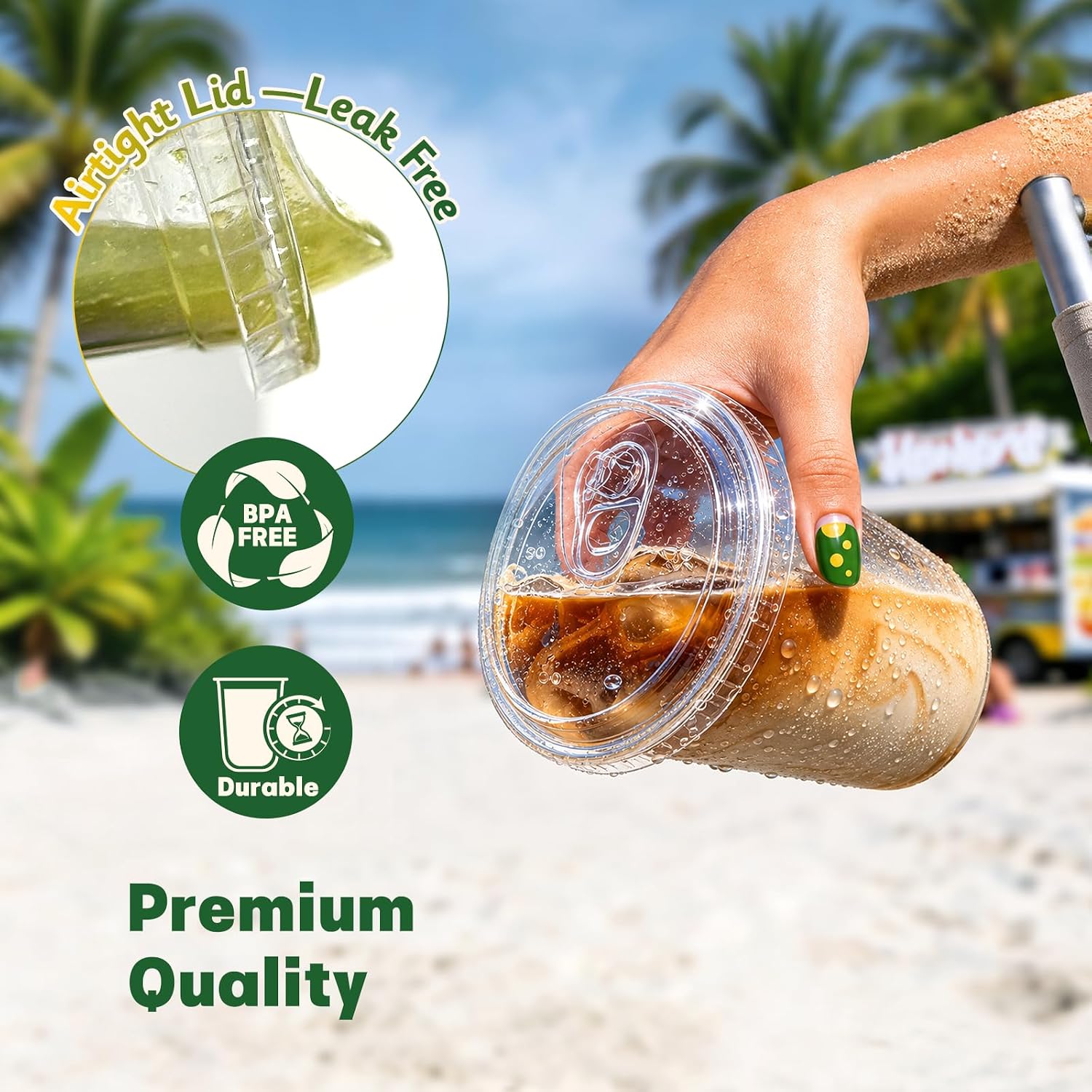 Thumbnail 2 de Boxential 100 Pack 16 oz Round Bottom Disposable Cups with Strawless Lids