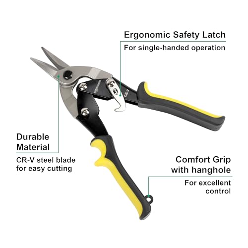 Detalle 2 de Amazon Basics Tijeras Corta Chapa Corte Recto: precisión para chapa, pladur y aluminio