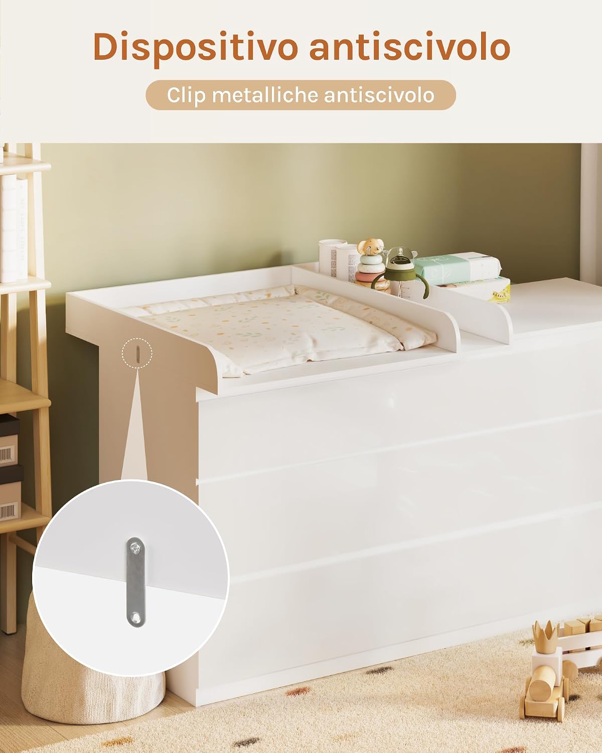Thumbnail 4 de WOLTU Fasciatoio per Cassettiera Universale con Divisione Rimovibile – MDF Bianco