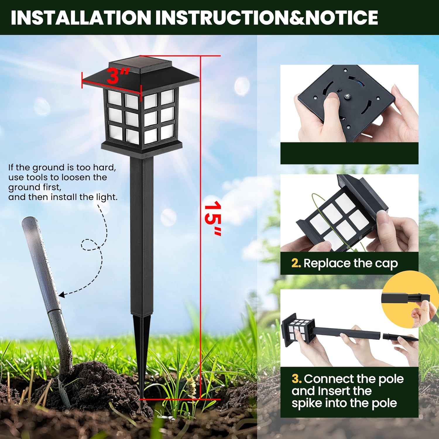 Thumbnail 6 de GIGALUMI Solar Lights Outdoor Garden – 12 Pack