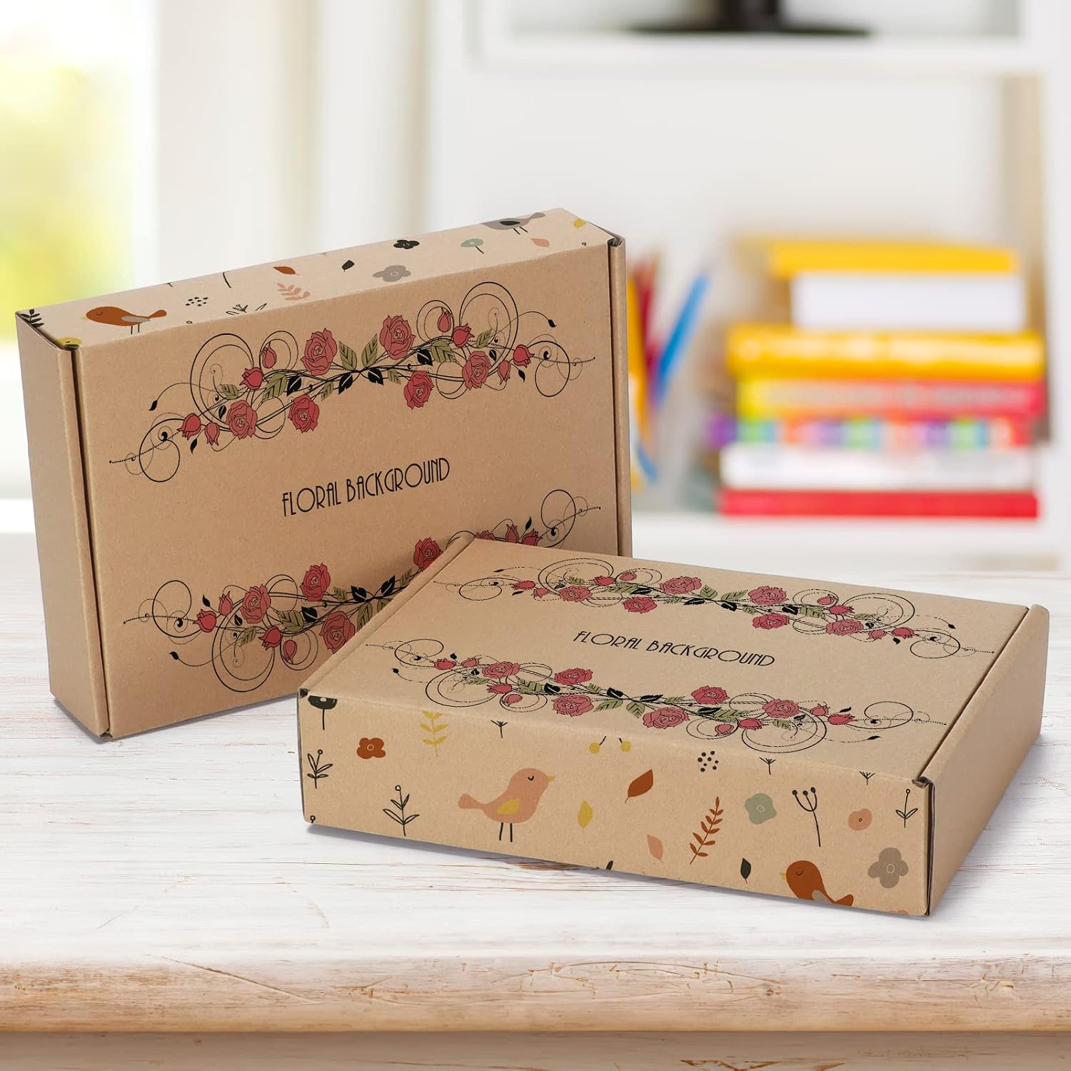 Detalle de HORLIMER 20 Pack Shipping Boxes (23 x 15.5 x 5cm) – Brown Corrugated Cardboard Mailers
