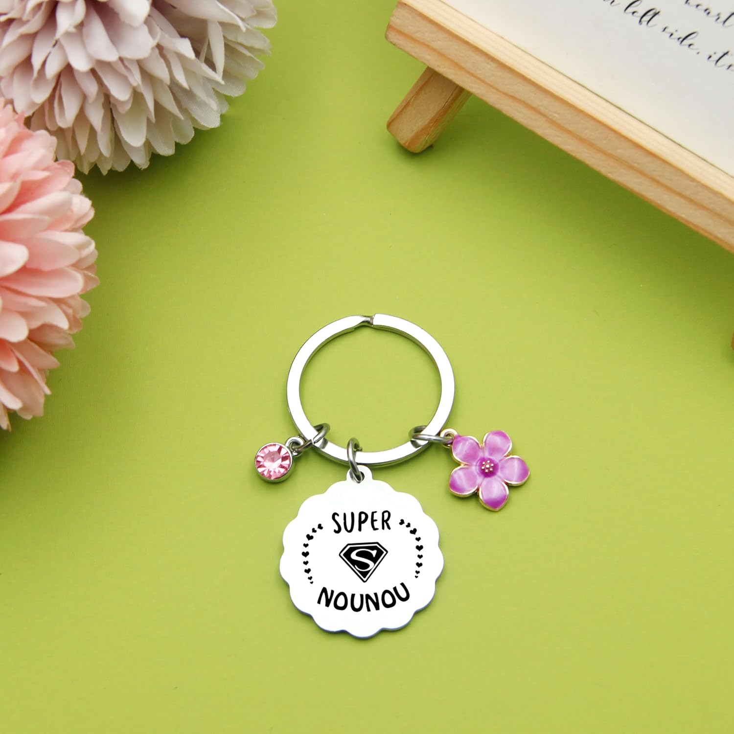 Detalle de Porte-clés Nounou YJYJZX – Bijoux et cadeaux pour Nounou, livré dans un sac velours