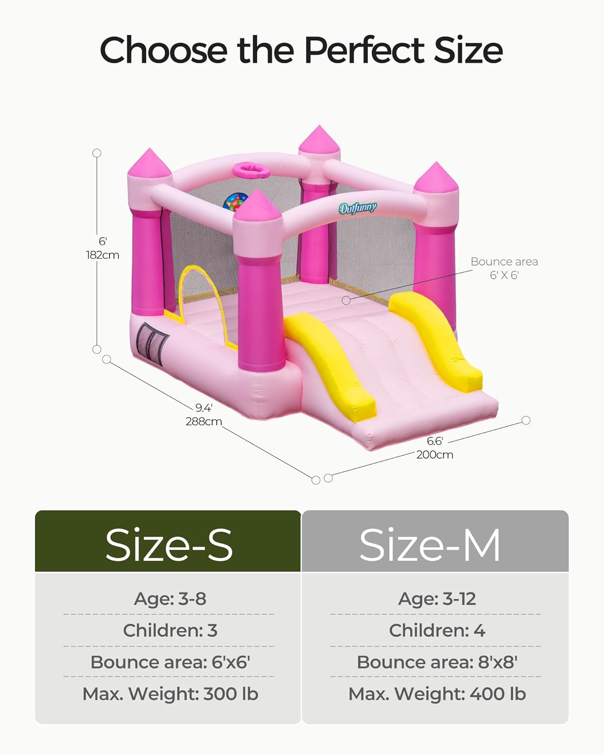 Thumbnail 6 de Outfunny Indoor Bounce House with Slide (Pink) – 6'x6' 5-in-1 Kids Playground